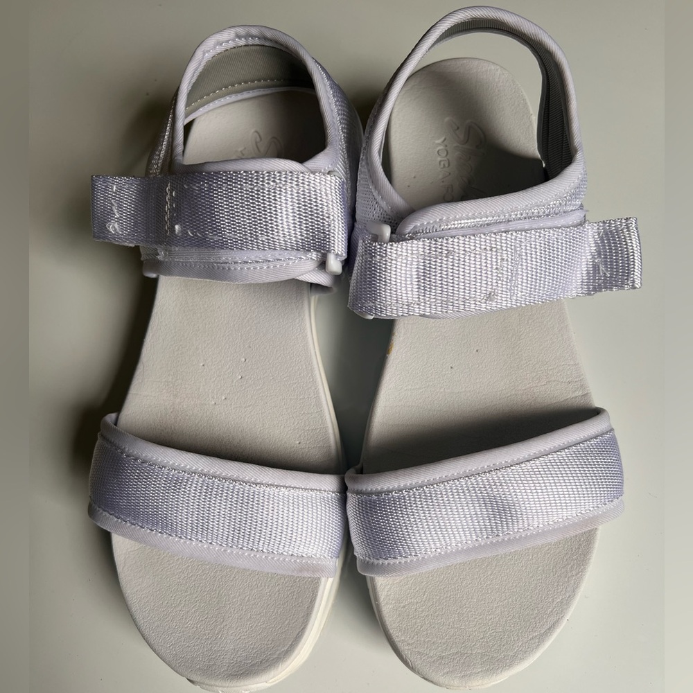 Skechers White Platform Yoga Foam Sandals
